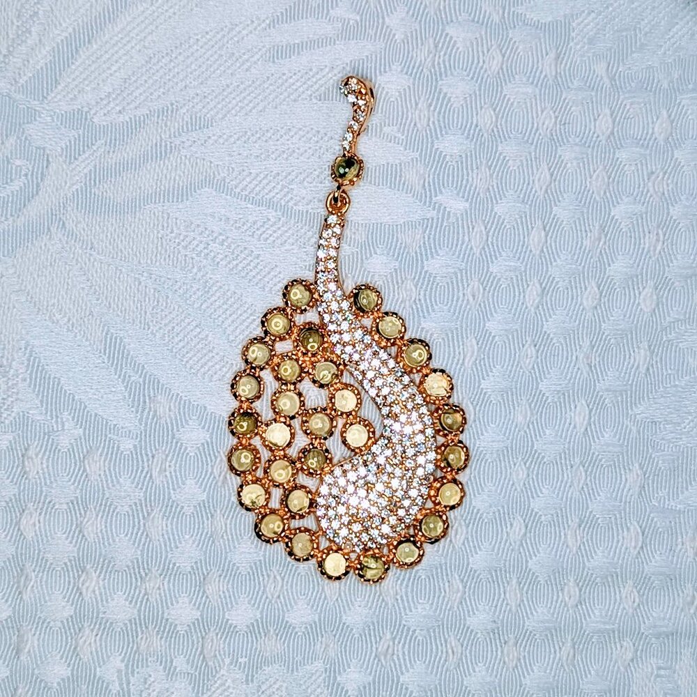 Pendant Peridot Cabochons with CZ Accents 925 Impressive!
